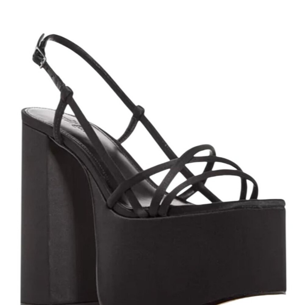 Cult Gaia Moriah Platform High Block Heel Sandal Black Size 8 New In Box